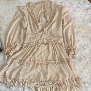 Elegant Cream Ruffled Dress